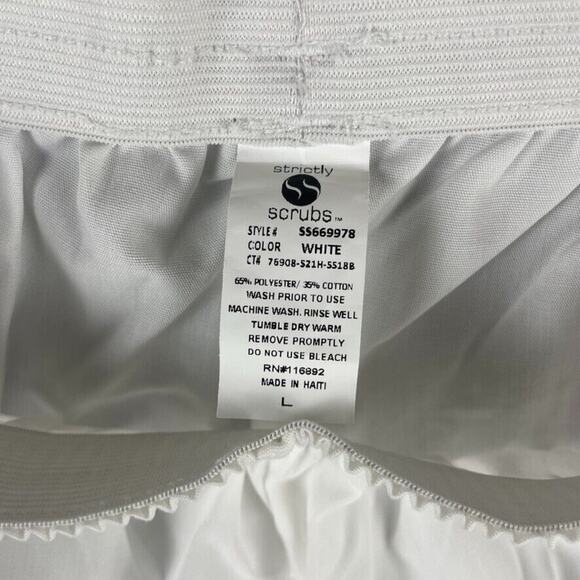 Strictly Scrubs Unisex Large White Classic Top and Pants Scrub Set - Picture 11 of 16